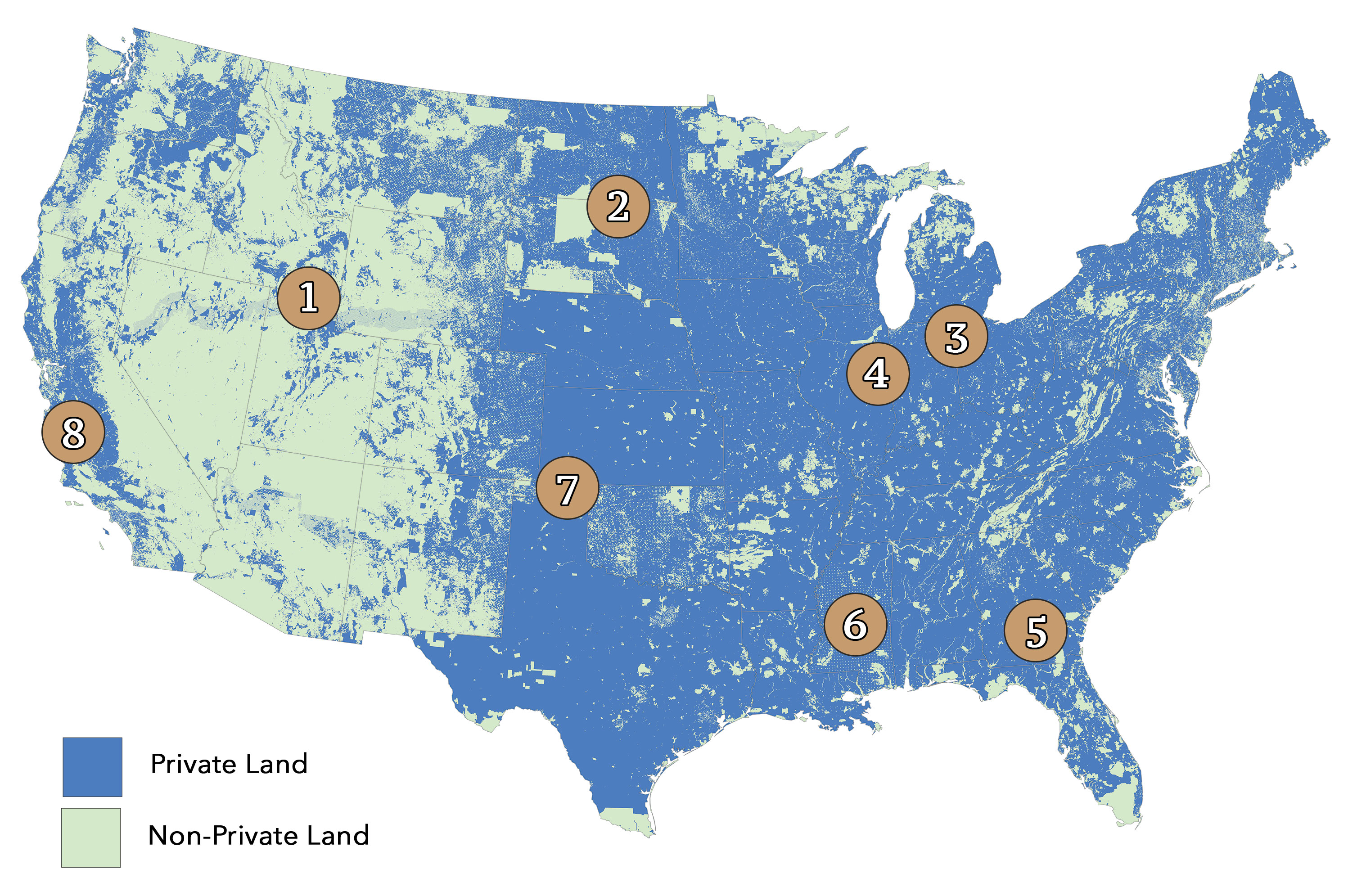 map of private land in U.S.